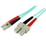 StarTech.com LC to SC Duplex Multi Mode OM3 Fibre Optic Cable, 50/125μm, Aqua, 2m