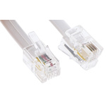 Decelect Female RJ9 to Male RJ9 Telephone Extension Cable, White Sheath, 1.5m