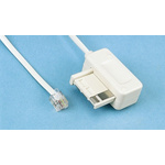 Decelect Female RJ11 to Male Telephone Extension Cable, 3m