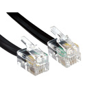 RS PRO Male RJ9 to Male RJ9 Telephone Cable, Black Sheath