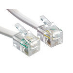 RS PRO Male RJ10 to Male RJ10 Telephone Cable, White Sheath