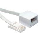 RS PRO Male BT to Female BT 6 Core Telephone Cable, White Sheath