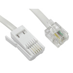 RS PRO Male BT to Male RJ11 Telephone Cable, White Sheath