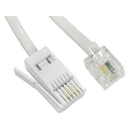 RS PRO Male BT to Male RJ11 Telephone Cable, White Sheath