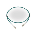 Amphenol Industrial LC to LC Tight Buffer OM3 Multi Mode OM3 Fibre Optic Cable, 3mm, Light Blue, 1m