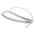RS PRO Male RJ9 to Male RJ9 Telephone Extension Cable, White Sheath, 2.5m