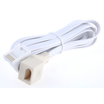 RS PRO Male BT to Female BT Telephone Extension Cable, White Sheath, 3m