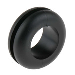 RS PRO Black PVC 12.5mm Round Cable Grommet for Maximum of 9.5mm Cable Dia.