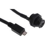 RS PRO Male USB Micro B to Mountable Female USB A USB Cable, 200mm, USB 2.0