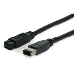 1.8m 9 Pin Male FireWire 800 IEEE 1394b to 6 Pin Male FireWire 400 IEEE 1394a Black Firewire Cable Assembly