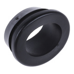 RS PRO Black PVC 16mm Round Cable Grommet for Maximum of 12mm Cable Dia.