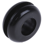 RS PRO Black PVC 10mm Round Cable Grommet for Maximum of 6.4mm Cable Dia.
