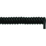 2m 3 Core Coiled Cable 1.5 mm² CSA Neoprene Sheath Black, 10.1mm OD Flame Retardant
