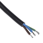 RS PRO 3 Core 0.75 mm² Mains Power Cable, Black Silicone Rubber Sheath 25m, 6.5 A 450 V, High Temperature
