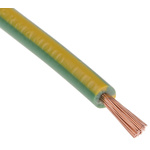 RS PRO Green/Yellow 1 mm² Hook Up Wire, 18 AWG, 32/0.2 mm, 100m, PVC Insulation