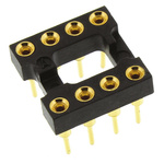 808-AG10D | TE Connectivity 2.54mm Pitch Vertical 8 Way, Through Hole Turned Pin Open Frame IC Dip Socket, 3A