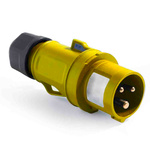 RS PRO IP44 Yellow Cable Mount 3P Industrial Power Plug, Rated At 32A, 100 → 130 V