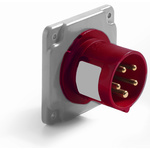 RS PRO IP44 Red Panel Mount 3P+N+E Industrial Power Plug, Rated At 32A, 380 → 415 V