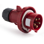 RS PRO IP67 Red Cable Mount 3P+N+E Industrial Power Plug, Rated At 32A, 380 → 415 V