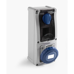 RS PRO IP44 Blue Surface Mount 2P+E Vertical Industrial Power Socket, Rated At 32A, 230 V