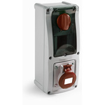 RS PRO IP44 Red Surface Mount 3P+N+E Vertical Industrial Power Socket, Rated At 32A, 400 V