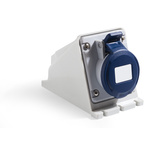 RS PRO IP44 Blue Wall Mount 2P+E Industrial Power Socket, Rated At 16A, 200 → 250 V
