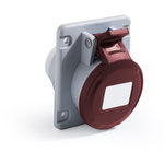 RS PRO IP44 Red Panel Mount 3P+E Angled Industrial Power Socket, Rated At 32A, 380 → 415 V