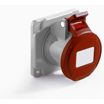 RS PRO IP44 Red Panel Mount 3P+N+E Industrial Power Socket, Rated At 32A, 380 → 415 V