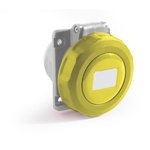 RS PRO IP67 Yellow Panel Mount 2P+E Angled Industrial Power Socket, Rated At 32A, 100 → 130 V