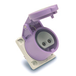 RS PRO IP44 Purple Panel Mount 2P Industrial Power Socket, Rated At 16A, 20 → 25 V