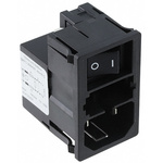 Schurter 6A, 125 V ac, 250 V ac Male Panel Mount Filtered IEC Connector 2 Pole KMF0.2163.11 , Quick Connect 2 Fuse