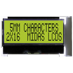 Midas MCCOG21605D6W-SPTLYI Alphanumeric LCD Display Yellow-Green, 2 Rows by 16 Characters, Transflective