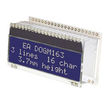 Display Visions EA DOGM163B-A Alphanumeric LCD Display, White, Yellow-Green on Blue, 3 Rows by 16 Characters,