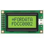 Fordata FC0802B00-FHYYBW-51SE FC Alphanumeric LCD Alphanumeric Display, Green, Yellow on Yellow-Green, 2 Rows by 8