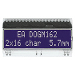 Display Visions EA DOGM162B-A Alphanumeric LCD Display, White, Yellow-Green on Blue, 2 Rows by 16 Characters,