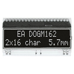 Display Visions EA DOGM162S-A Alphanumeric LCD Display, Amber on Black, 2 Rows by 16 Characters, Transmissive