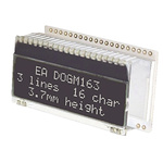 Display Visions EA DOGM163S-A Alphanumeric LCD Display, RGB, White on Black, 3 Rows by 16 Characters, Transmissive