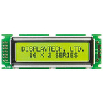 Displaytech 162D-BC-BC Alphanumeric LCD Display, Yellow on Green, 2 Rows by 16 Characters, Transflective