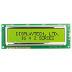 Displaytech 162F-FC-BC-3LP Alphanumeric LCD Display, Yellow on Green, 2 Rows by 16 Characters, Transflective