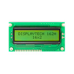 Displaytech 162H BA BW 162H Alphanumeric LCD Display, Yellow-Green on, 2 Rows by 16 Characters, Reflective