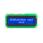 Displaytech 162J CC BC-3LP 162J Alphanumeric LCD Display, White on, 2 Rows by 16 Characters, Transmissive