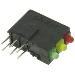 Dialight 570-0100-132F, Red/Yellow/Green Right Angle PCB LED Indicator, 3 LEDs, Through Hole 2.5 V