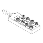 Brad from Molex 120119 Series Sensor Box, M12, 15m cable, 5 way, 8 port