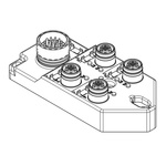 Brad from Molex 120119 Series Sensor Box, M12, 5 way, 4 port