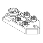Brad from Molex 120119 Series Sensor Box, M12, 5 way, 4 port
