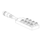 Brad from Molex 120119 Series Sensor Box, M12, 300mm cable, 5 way, 8 port