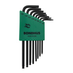 Bondhus 8 pieces Hex Key Set,  L Shape T10, T15, T20, T25, T6, T7, T8, T9 Ball End