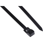 RS PRO Black Cable Tie Nylon Releasable, 300mm x 4.5 mm