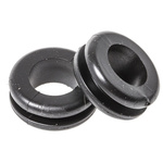 HellermannTyton Black PVC 12mm Round Cable Grommet for Maximum of 10 mm Cable Dia.