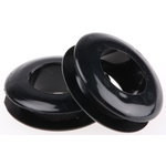 RS PRO Black PVC 14mm Round Cable Grommet for Maximum of 10.5mm Cable Dia.